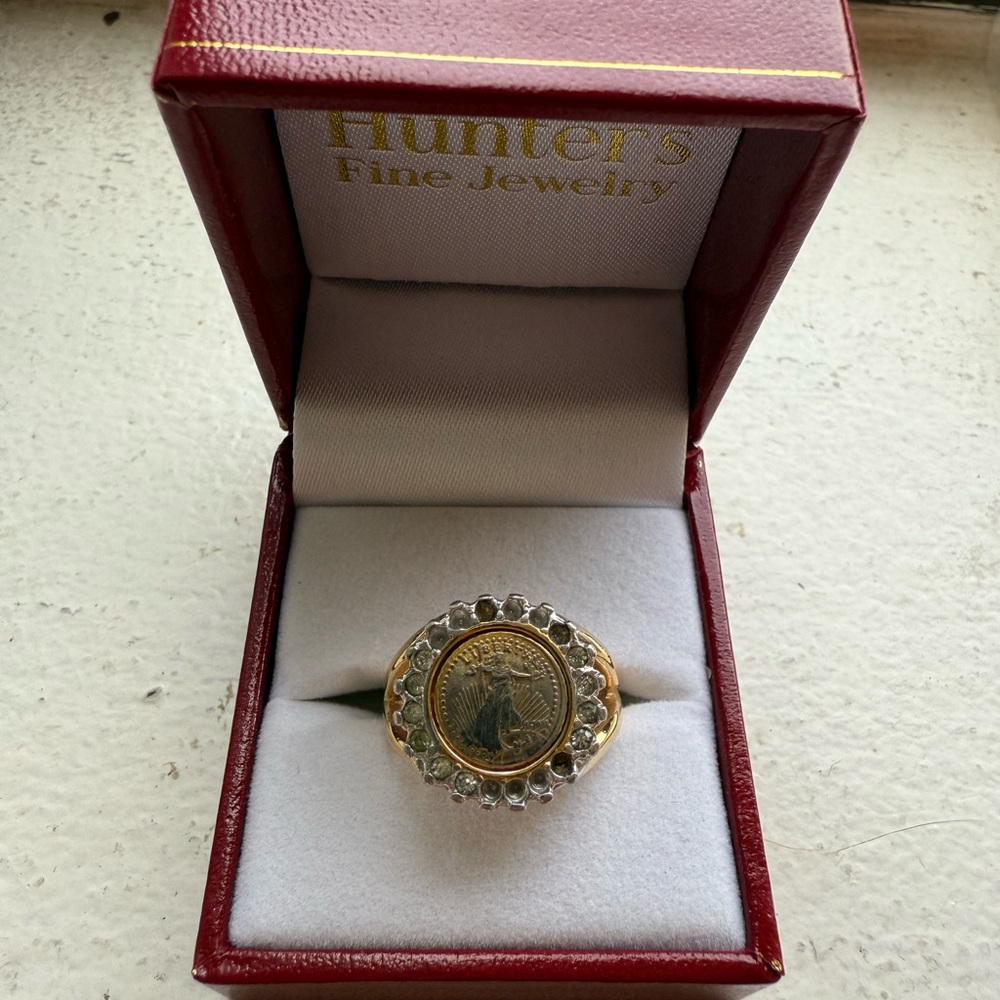Vintage Gold and Silver Coin Ring- Likely a 6/7